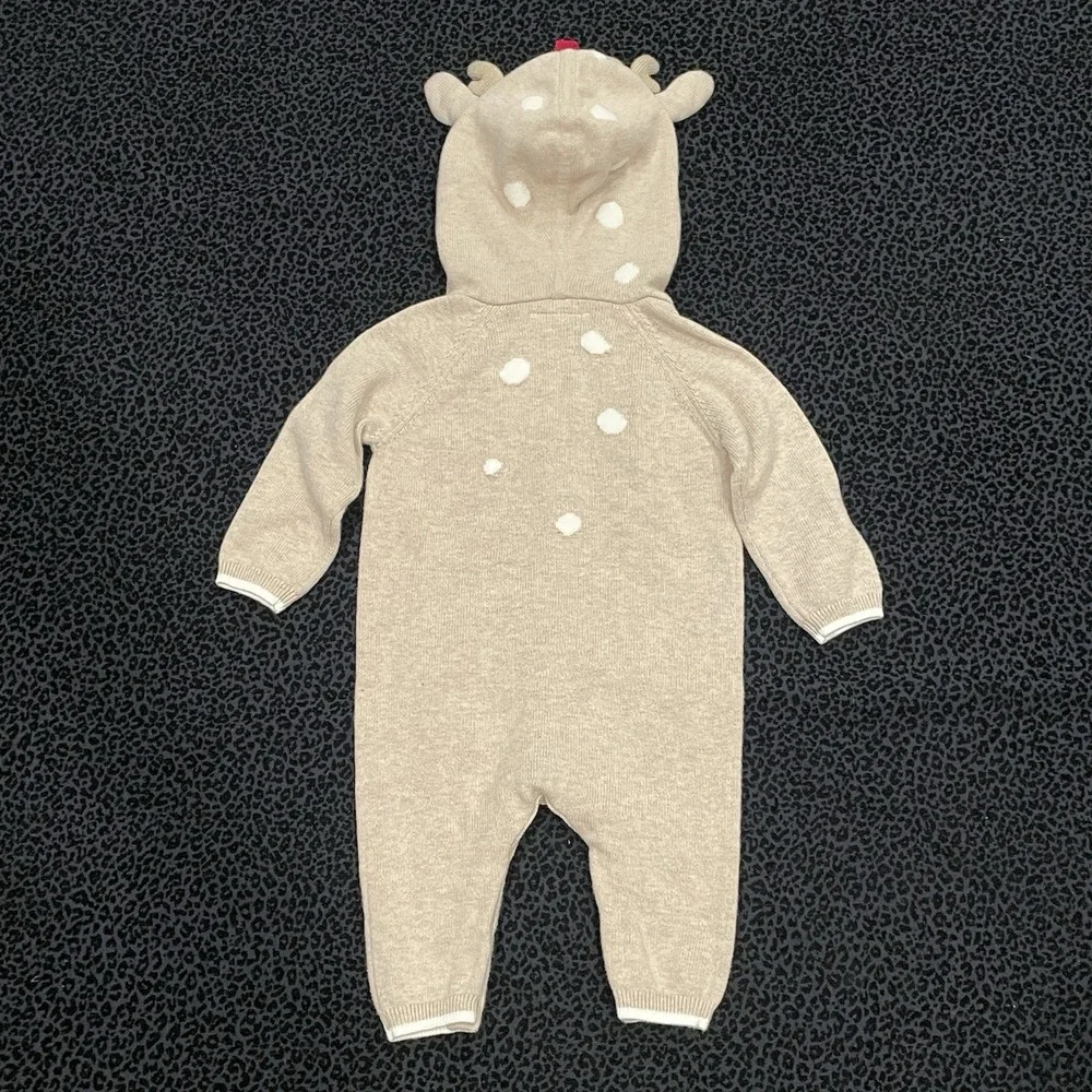 The Little White Company Baby Knitted Romper Organic Cotton 0-3 Months Reindeer